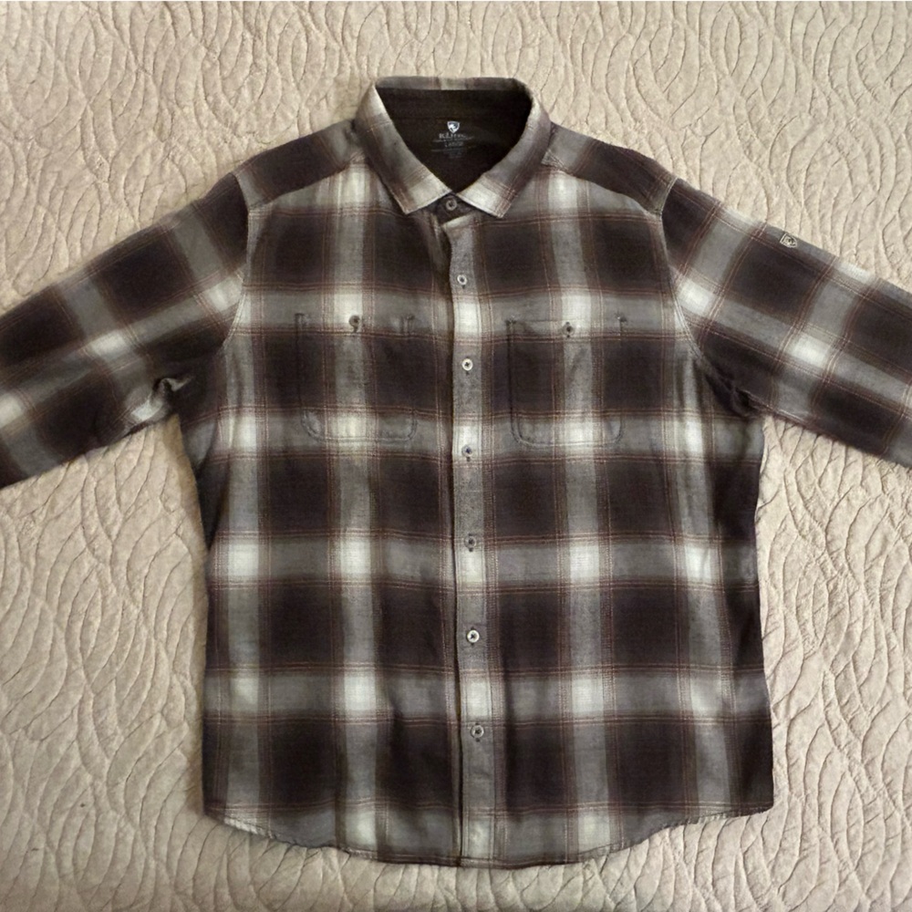 Kuhl Brown and Cream Plaid Shirt